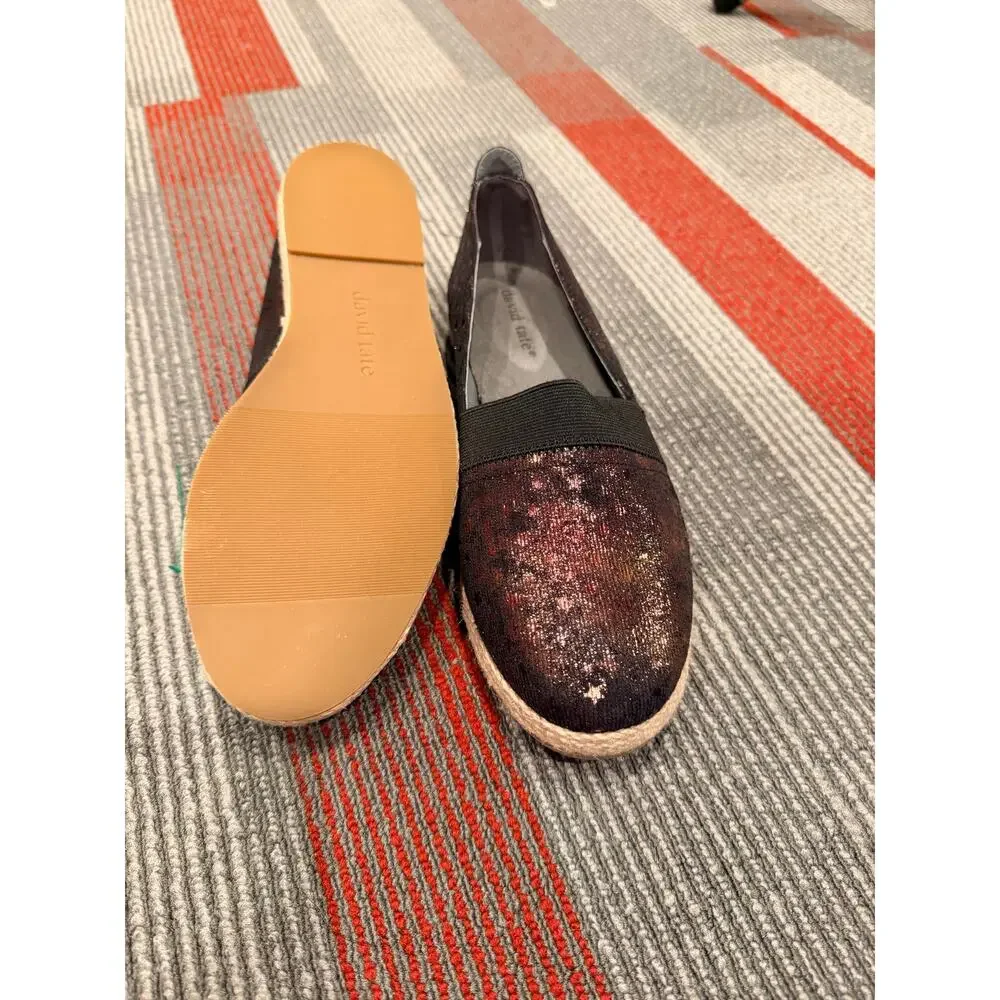 New David “Grin” Tate Metallic Star Slip-On Espadrille Flats Women’s Size 8 Wide